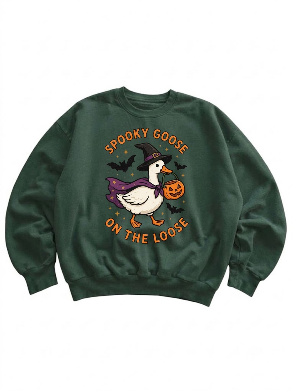 Gildan Spooky Goose Halloween Graphic Sweatshirt - Dark Green